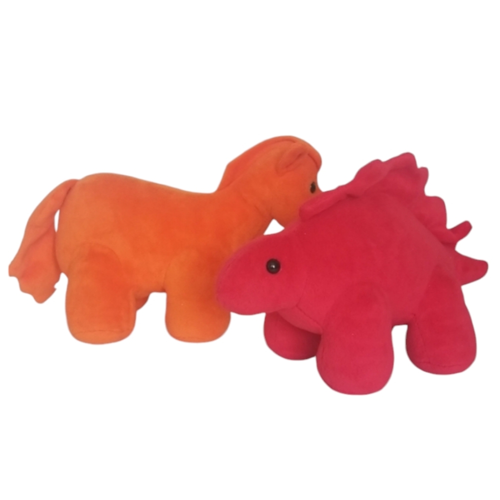 Manhattan Toy Company Jellybeans Orange Horse & Red Stegosaurus Plush Toys